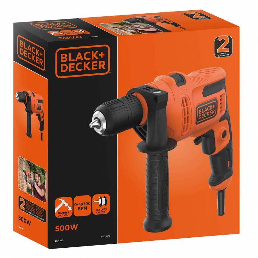 Дриль мережевий ударний BLACK DECKER BEH200-BEH200