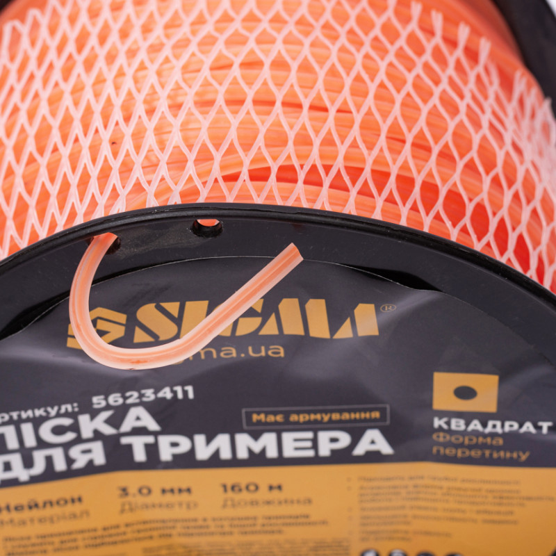 Лісочка для тримера армований квадрат Ø3.0мм 160м котушка SIGMA (5623411)-5623411