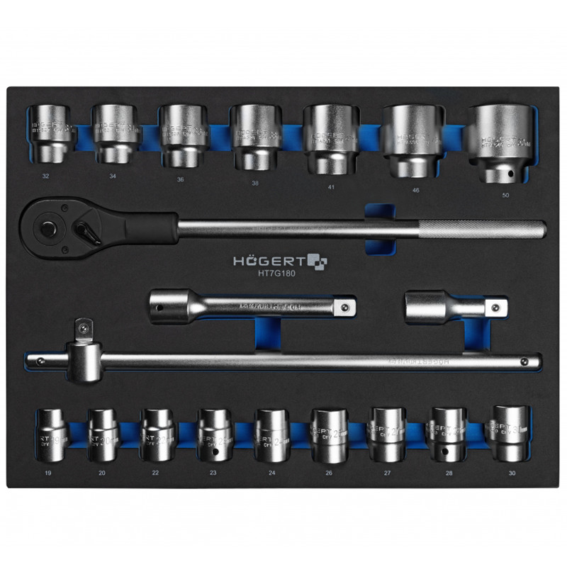 Набір інструментів з тріскачкою 3/4", 20 шт. у ложементі EVA HOEGERT 20 (HT7G180)-HT7G180