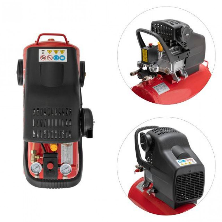 Компресор 24 л, 1.5 кВт, 220 В, 8 aтм, 206 л/хв. INTERTOOL PT-0009-PT-0009