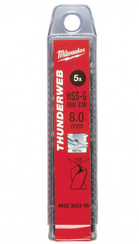 Свердло по металу THUNDERWEB HSS-G MILWAUKEE DIN338, Ø3,5x70мм, (10шт)-4932352383
