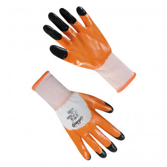 Рукавички синтетичні білі з помаранчево-чорним нітриловим покритям 3/4 69524 &quot;б&quot;  р.10  09 (69524)-[articul]