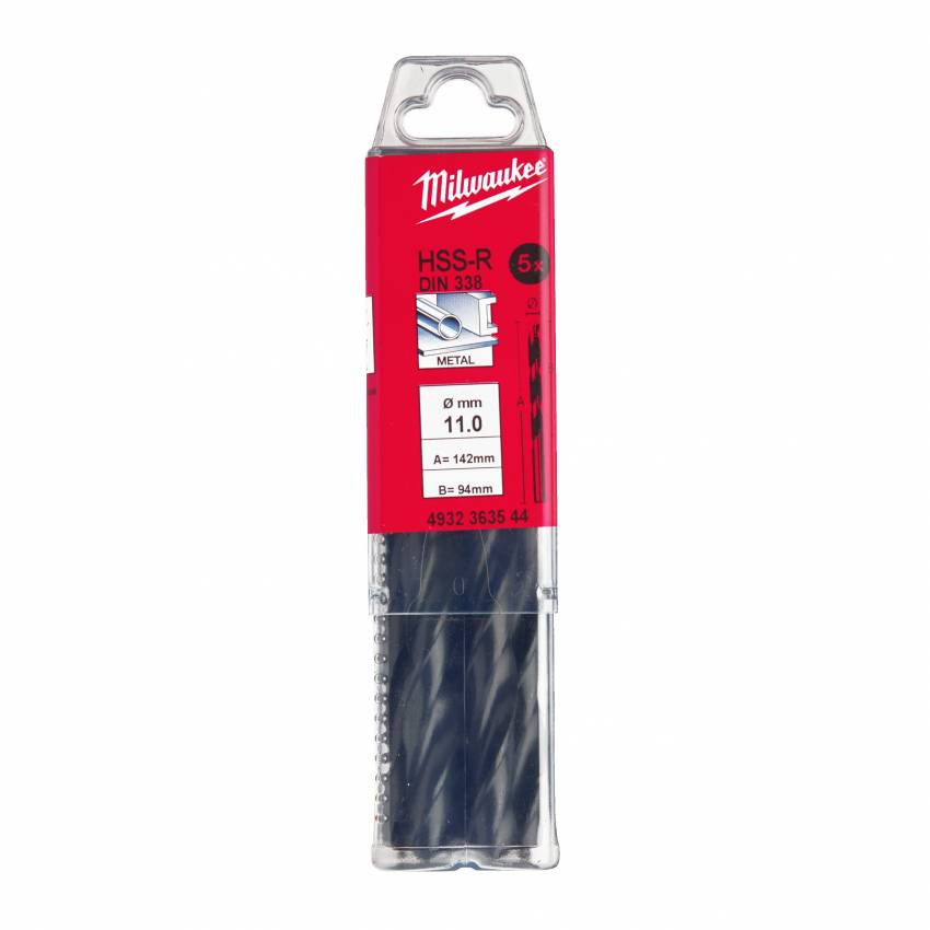 Свердло по металу HSS-R MILWAUKEE DIN338, Ø11,0мм, (5шт)-4932363544