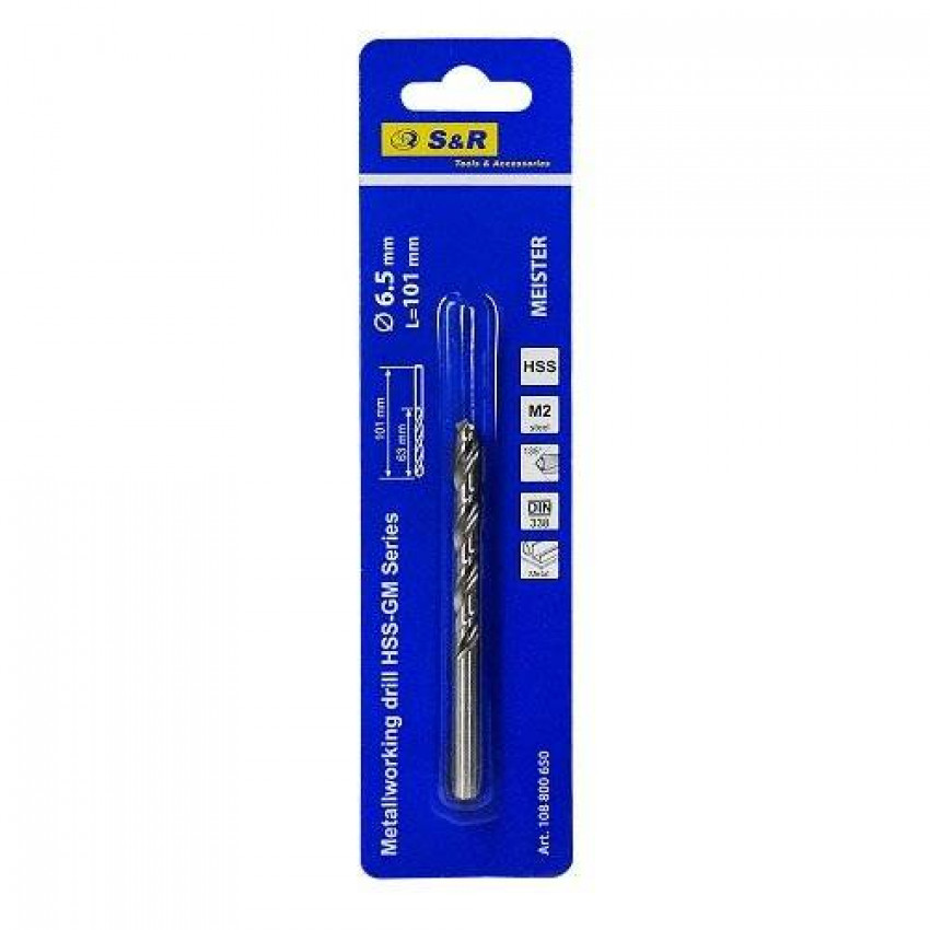 Свердло по металу S & R Meister HSS 6.5x63х101 мм-108800650