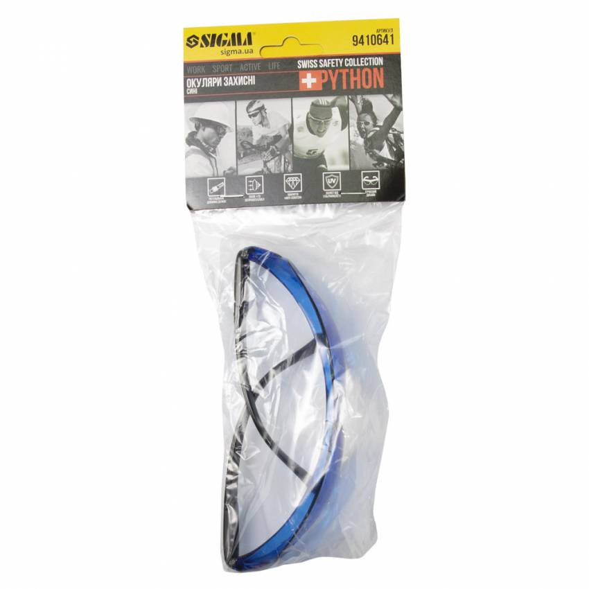 Окуляри захисні Python anti-scratch (сині) SIGMA (9410641)-9410641