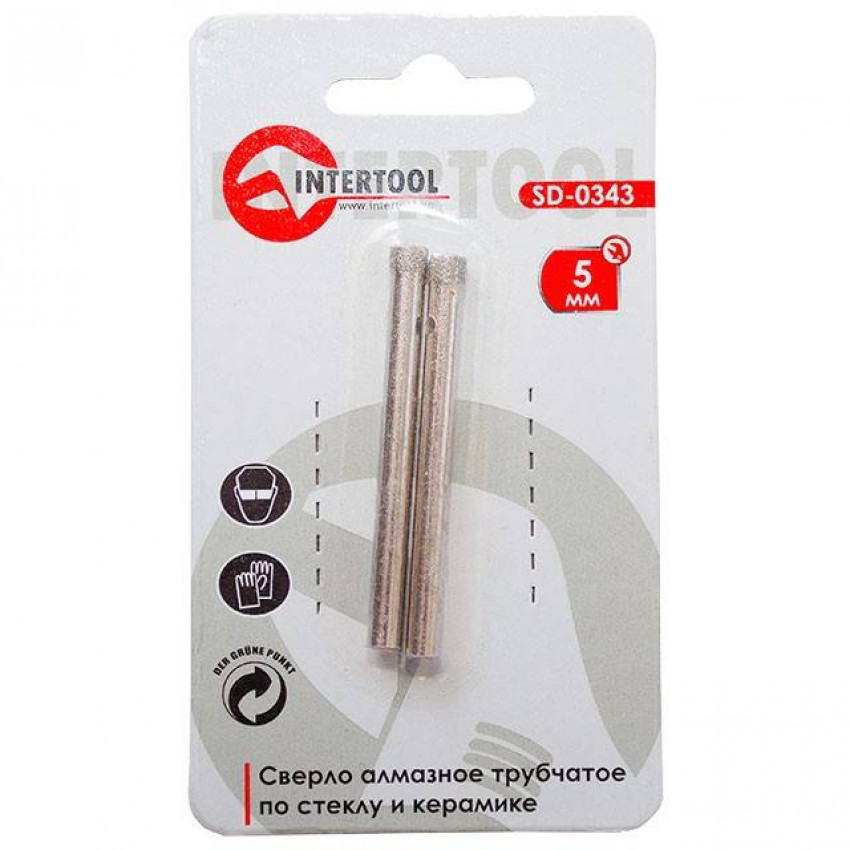 Коронка трубчаста по склу та кераміці 5 мм INTERTOOL SD-0343-SD-0343