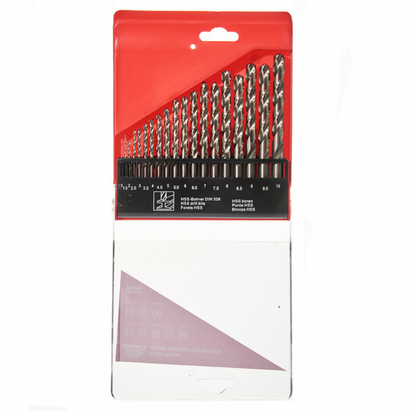 Набір свердел по металу HSS 4341 19 шт. 1–10 мм Vitals Master-190298