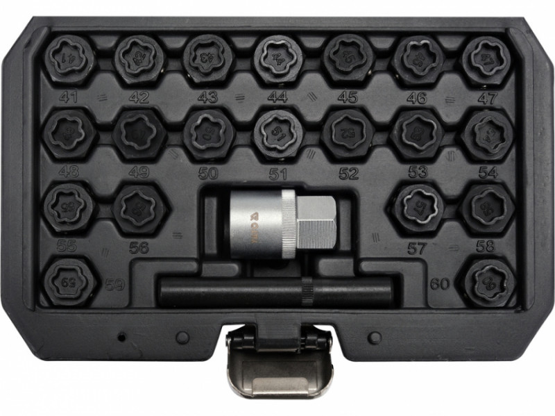 Торцеві головки до гвинтів колісних дисків авто BMW YATO: з квадратом- 1/2", компл. 22 шт [20]-YT-060303