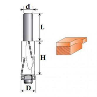 Фреза Пряма кромкова №1020 z2×2 (D16, h50, d12) 22-026-165-[articul]