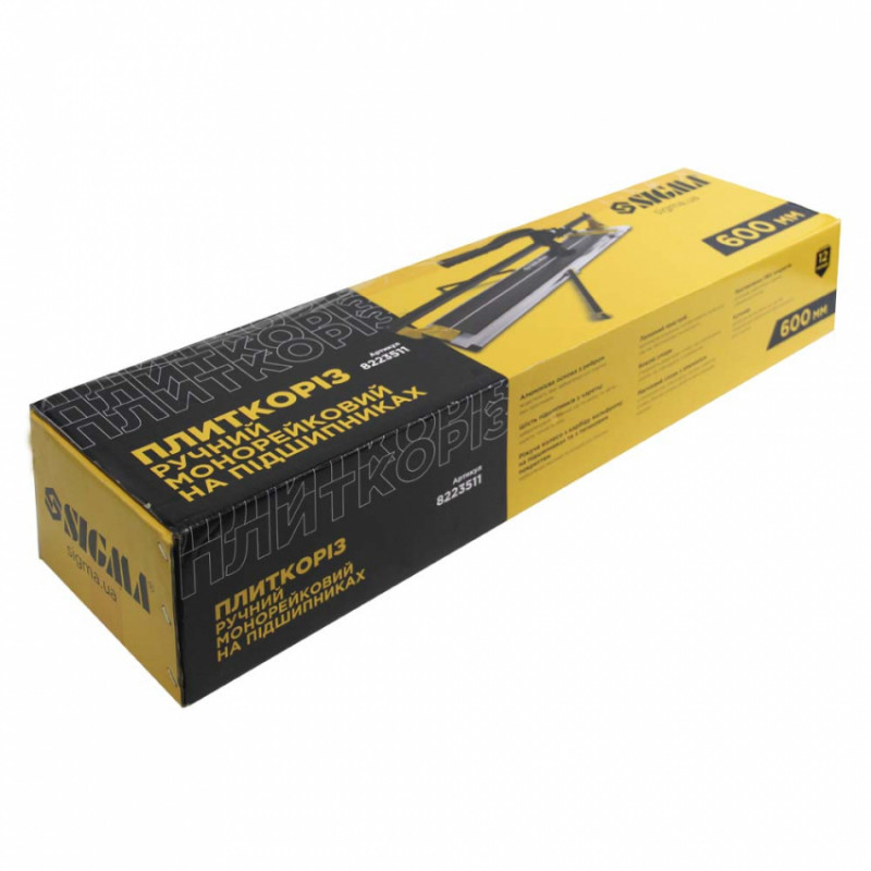 Плиткоріз ручний монорейковий на підшипниках 600мм (лазер, бічні упори) SIGMA (8223511)-8223511