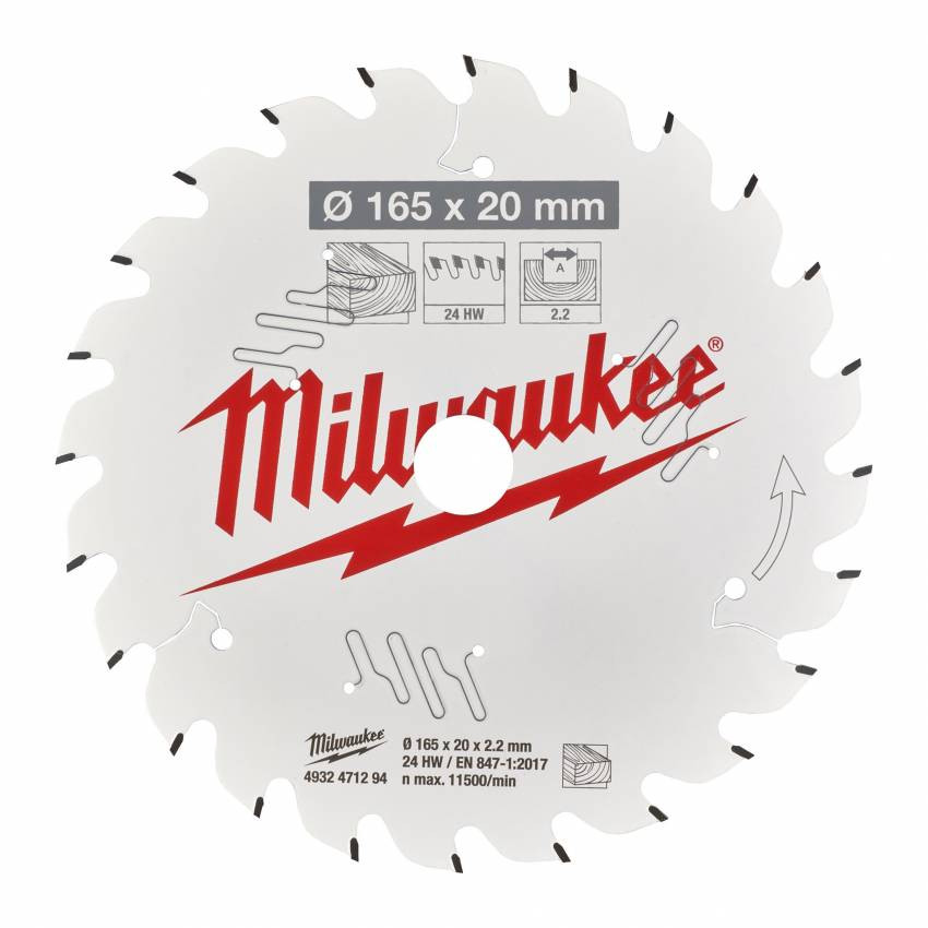 Диск пиляльний PFTE MILWAUKEE, Ø160х20х2,2мм, 4 зуб. 1-4932471293