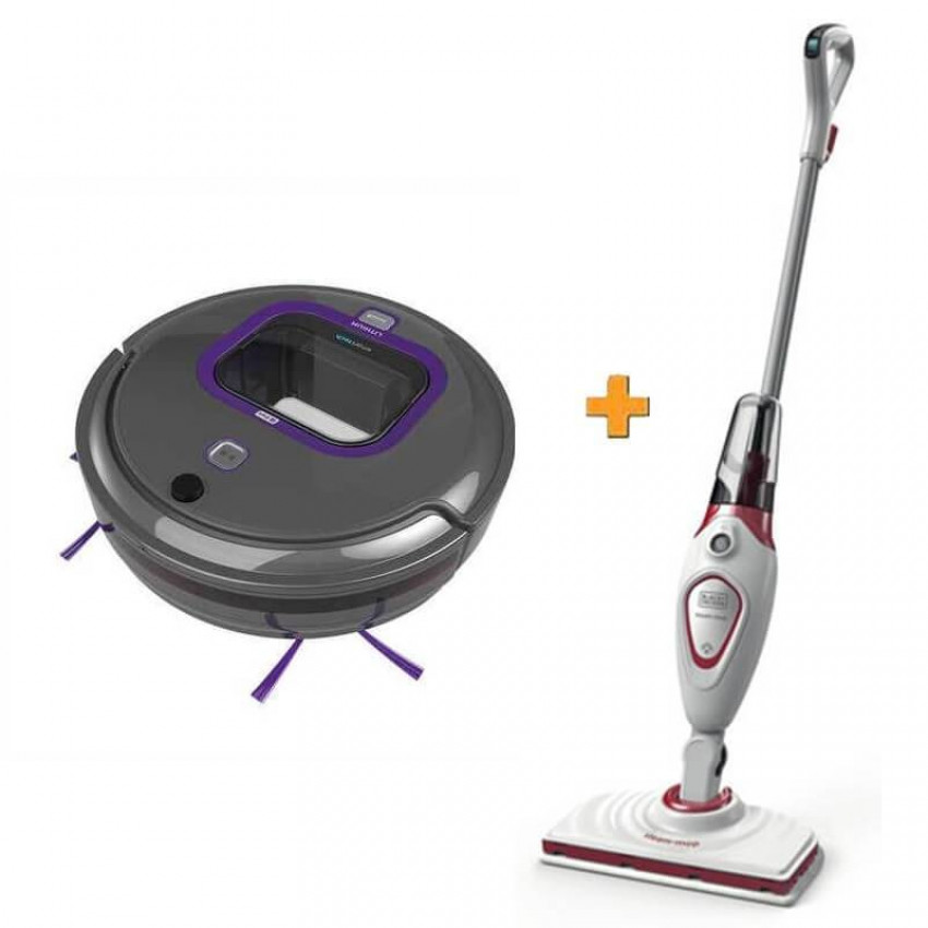 Робот-пилосос з інтелектуальною технологією BLACK DECKER 14,4 В, 2 Ач, Li-Ion, 28.8 Вт, 1000 мл BDS1616R-RVA420BP+BDS1616R