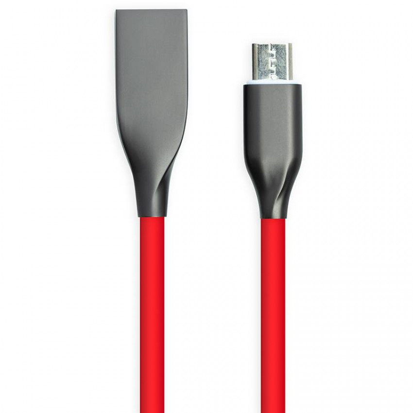 Кабель PowerPlant USB - microUSB, 1м, силікон, червоний-CA911363