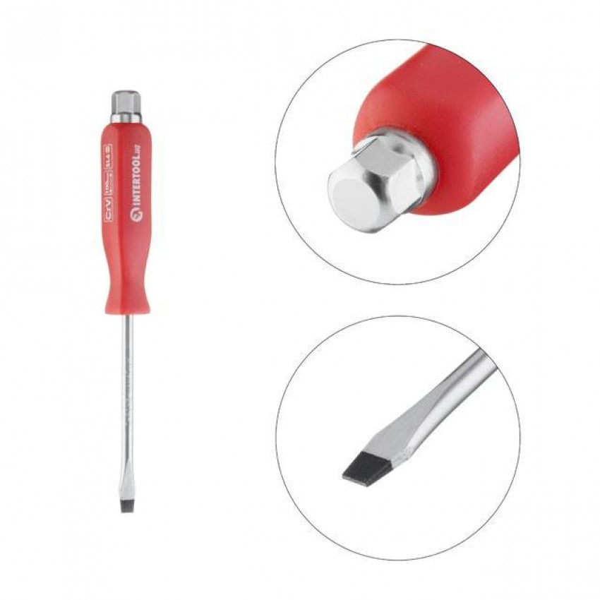 Викрутка ударна SL 6 * 100 мм CrV INTERTOOL HT-0482-HT-0482