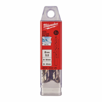 Свердло по металу HSS-G MILWAUKEE DIN1897, Ø9,0х84х40мм, скорочене, (5шт)-[articul]