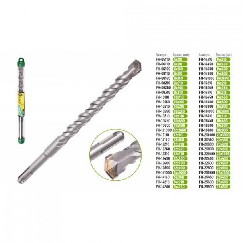 Свердло по бетону SDS-plus S4 6x160mm Aloid-FH-06160 (500/10)
