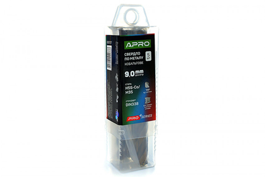 Свердло по металу кобальтове HSS-Co/M35 Ø9.0мм (тубус, кратно 5шт) PRO APRO-830727