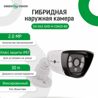 Гібридна зовнішня камера GV-042-GHD-H-COA20-80 1080Р