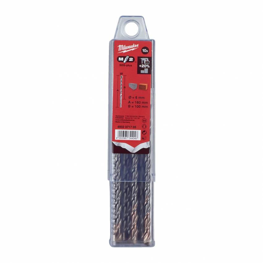 Бур SDS-PLUS MS2 MILWAUKEE, Ø6x160x100mm, (10шт)-4932371705
