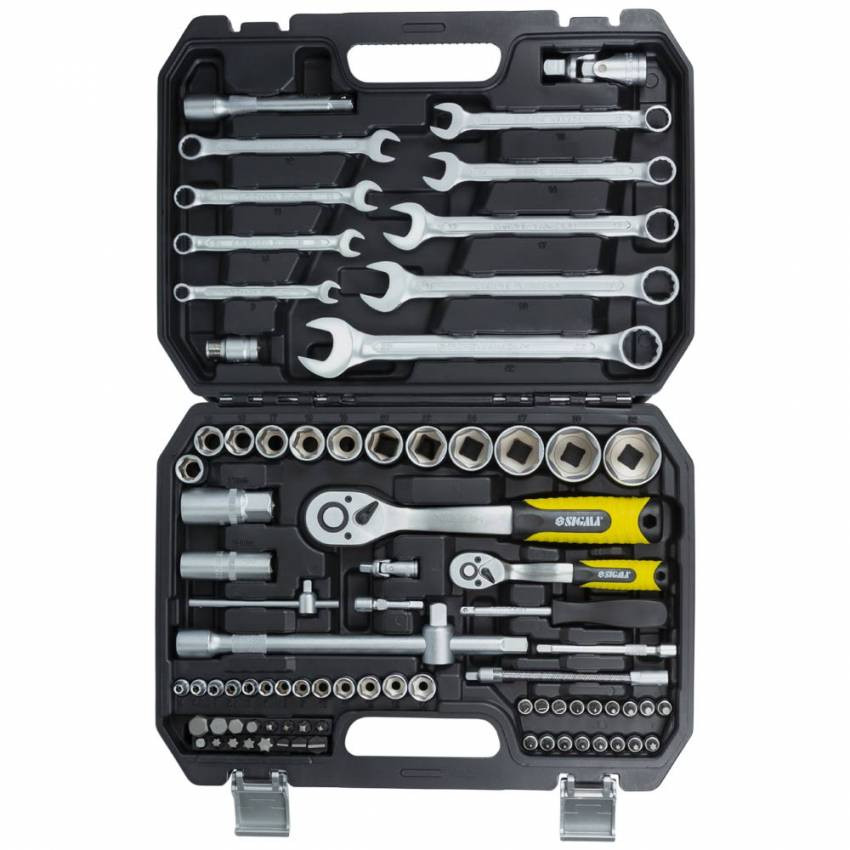 Набір насадок торцевих та біт 1/4", 1/2" 82шт CrV mid Sigma (6001551)-6001551