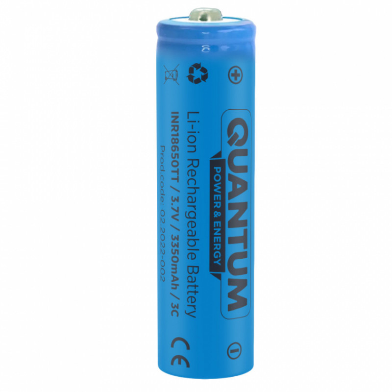 Акумулятор літій-іонний Quantum Li-ion INR18650, 3350mAh, 3С з клемним виступом, 1шт/уп-INR18650TT/3350