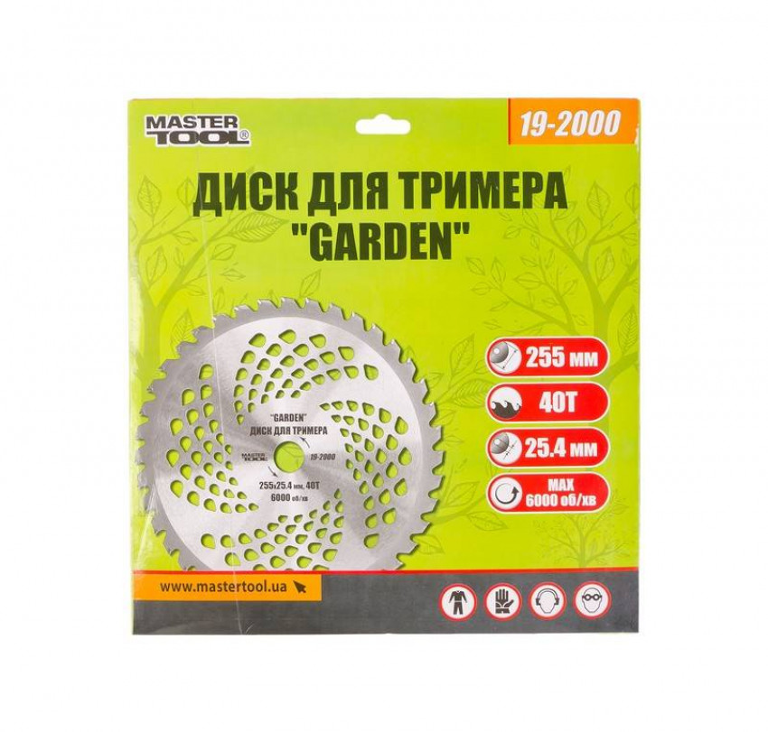 Диск для тріммера MASTERTOOL "GARDEN" 255х25.4х40Т з побідитовою напайкою 19-2000-19-2000