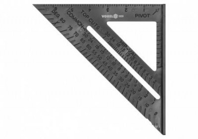 Кутник тесляр VOREL : l = 180 мм, 90 ° х 45 ° х 45 °, для робіт з кроквами-[articul]