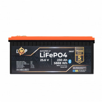 Акумулятор LP LiFePO4 25,6V - 230 Ah (5888Wh) (BMS 200A/100А) пластик Smart BT-[articul]