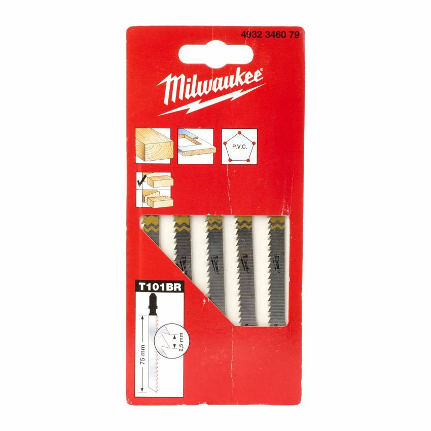 Полотна для лобзика T101BR MILWAUKEE, 75мм, (5шт)-4932346079