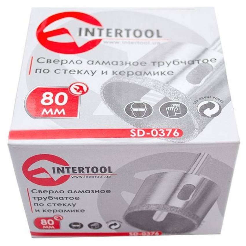 Коронка трубчаста по склу та кераміці 80 мм INTERTOOL SD-0376-SD-0376