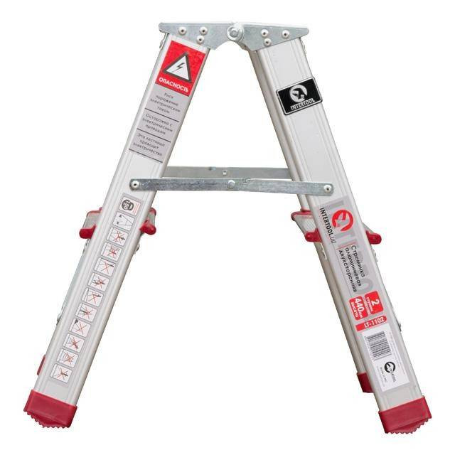 Драбина алюмінієва двостороння, 2 сходинки, висота: 440 мм, 150 кг INTERTOOL LT-1102-LT-1102