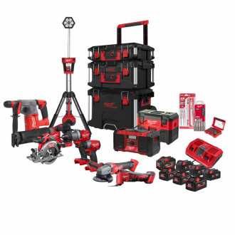 Набір інструментів акумуляторних MILWAUKEE, M18 FPP10A-127P (зарядні пристрої M12-18 FC та M18 DFC, акумулятори М18 В5 5Аг-3шт,-[articul]