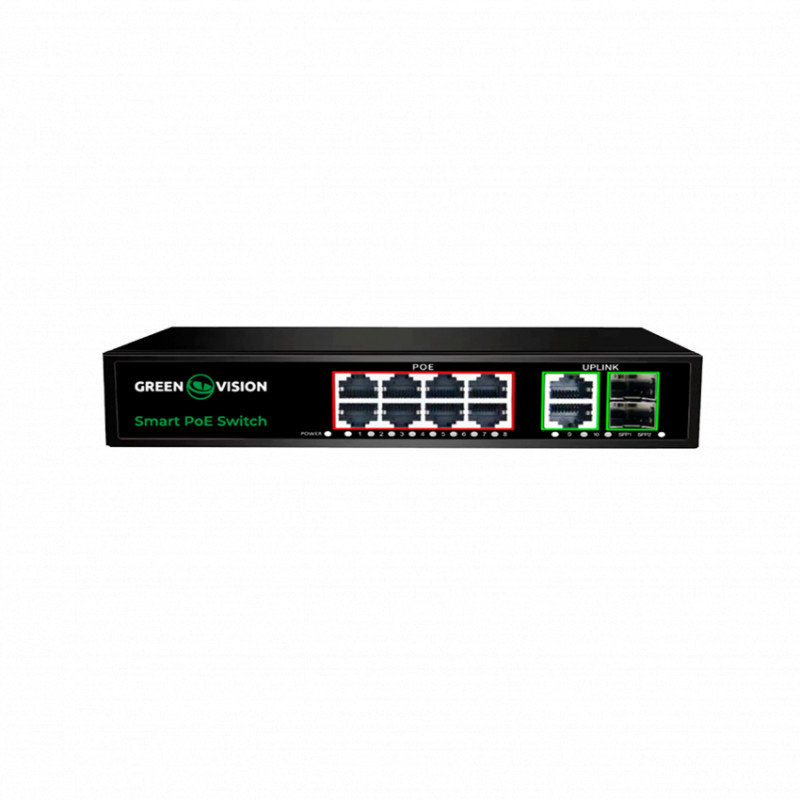 Комутатор мережевий POE GV-021-D-8G+2PG+2SFP-