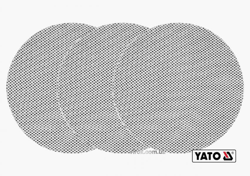 Сітка абразивна, тверда, кругла, на липучці, до шліфмашини YATO : G180, Ø= 225 мм, 3 шт-YT-84585