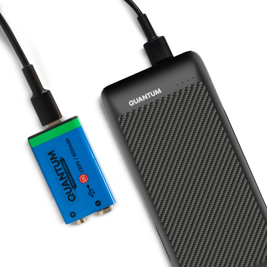 Акумулятор літій-іонний Quantum USB Li-ion CR9V, 600mAh plastic case ,1шт/уп (032028)-USB-C/Li-ionCR9V-600-PB2