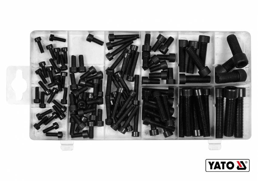 Гвинти із циліндричними головками під шестигранний шліц YATO: М4-М10, 106 шт.-YT-06778