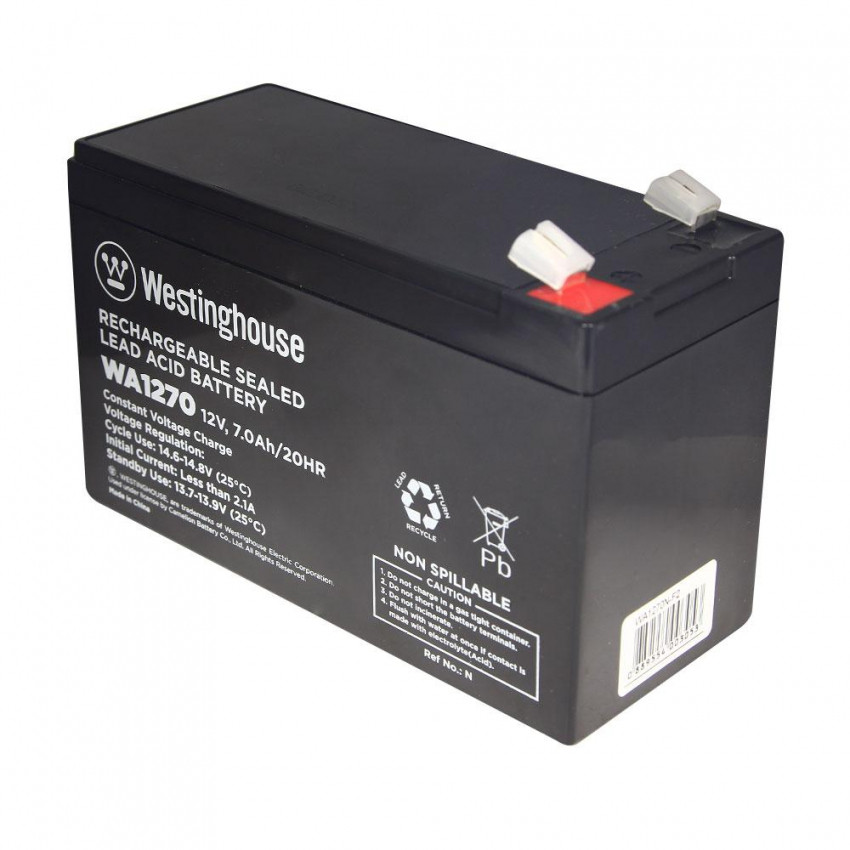 Батарея акумуляторна свинцево-кислотна  Westinghouse 12V, 7Ah, terminal F2, 1шт-WA1270N-F2
