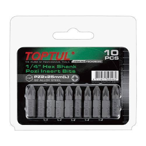 Набір біт 1/4" L25мм PZ2 10од. на блістері TOPTUL FSCA0802G-FSCA0802G