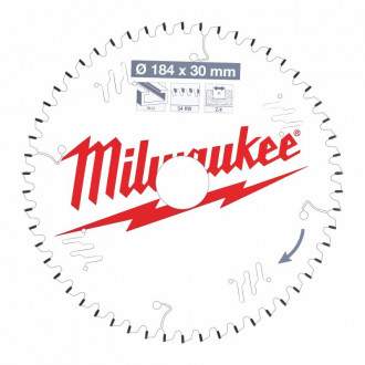 Диск пиляльний Alu PFTE MILWAUKEE, Ø184х30х2,4мм, 54 зуб. 1-[articul]