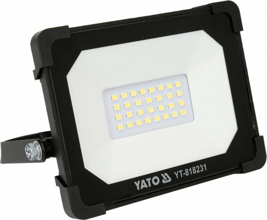 Прожектор з SMD-діодним випромінювачем YATO: 20 Вт, 230 В, 1900 Лм, 30 діодів, 140x 124.5x 32 мм-YT-818231