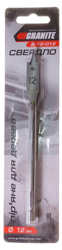 Свердло для дерева GRANITE пір'яне 12 мм 6-гранний хвостовик 1/4" 2-12-012-2-12-012