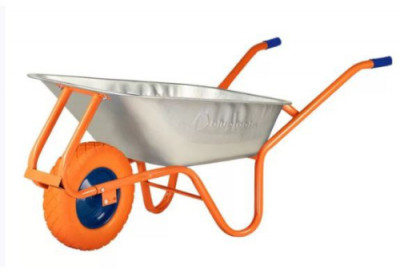 Тачка F1 оцинк 90л рама оранж 0,6мм поліуретанове колесо, BLUETOOLS-[articul]