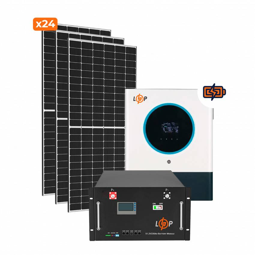 Сонячна електростанція (СЕС) Преміум + 11kW АКБ 11kWh LiFePO4 230 Ah-