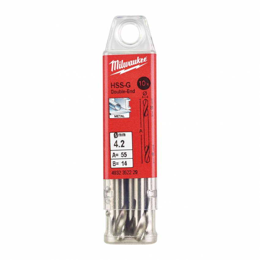 Свердло по металу HSS-G MILWAUKEE DIN1412, Ø4,2мм, двостороннє, (10шт)-4932352229