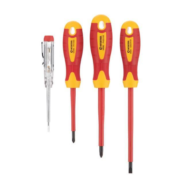 Набір ізольованих викруток з викруткою індикатором 4 од VDE (SL1.0 * 5.5 * 125мм, PH1 * 80мм, PH2 * 100мм, викрутка індикатор.), STORM INTERTOOL VT-3604-VT-3604