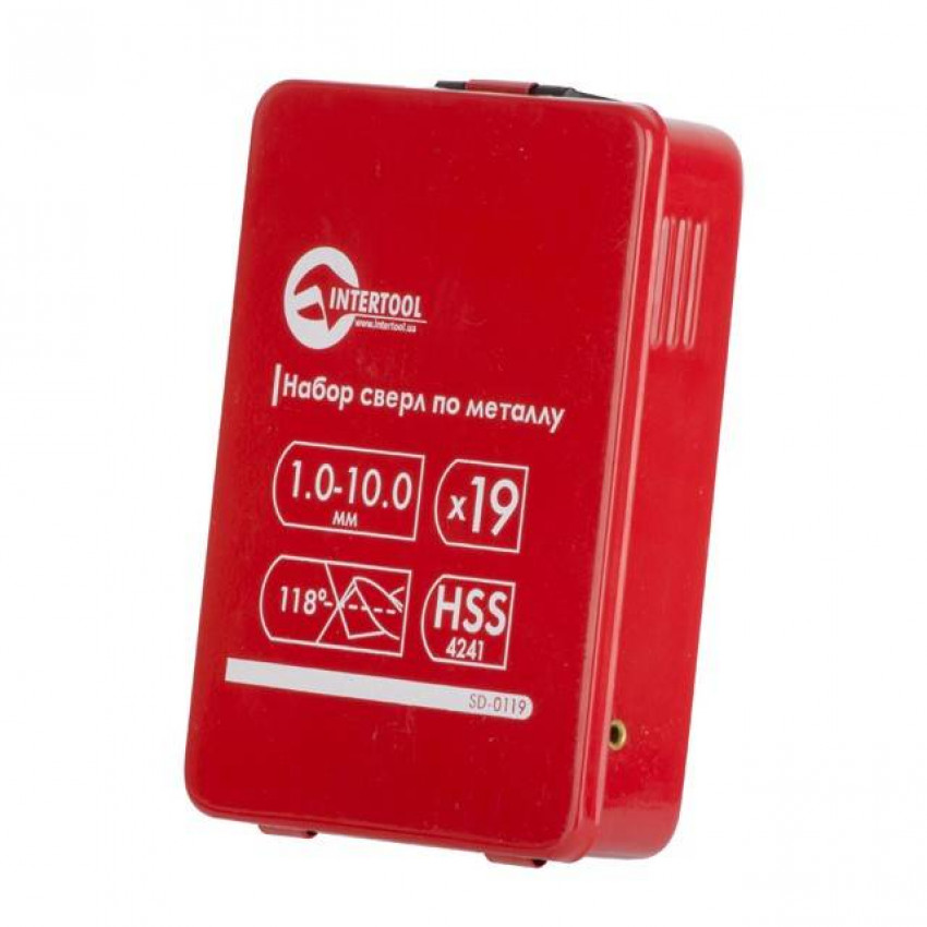 Набір свердел по металу HSS, 19 шт. (1,0-10,0 мм), полірована сталь INTERTOOL SD-0119-SD-0119