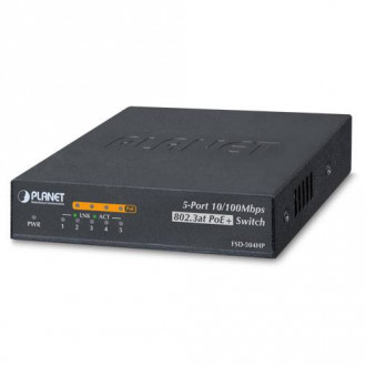 Некерований комутатор PoE Planet FSD-504HP (4-Port 10/100Mbps 802.3af/at PoE 1-Port 10/100Mbps)-[articul]