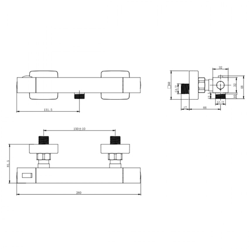 Змішувач PANARO Ø25 термостатичний для душу CORSO ED-2D185C (9659300)-9659300