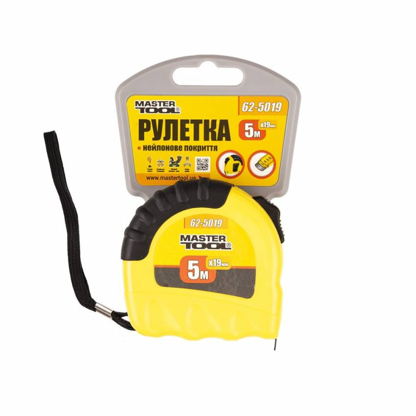 Рулетка MASTERTOOL "Shiftlock" 5 м 19 мм нейлонове покриття 62-5019-62-5019