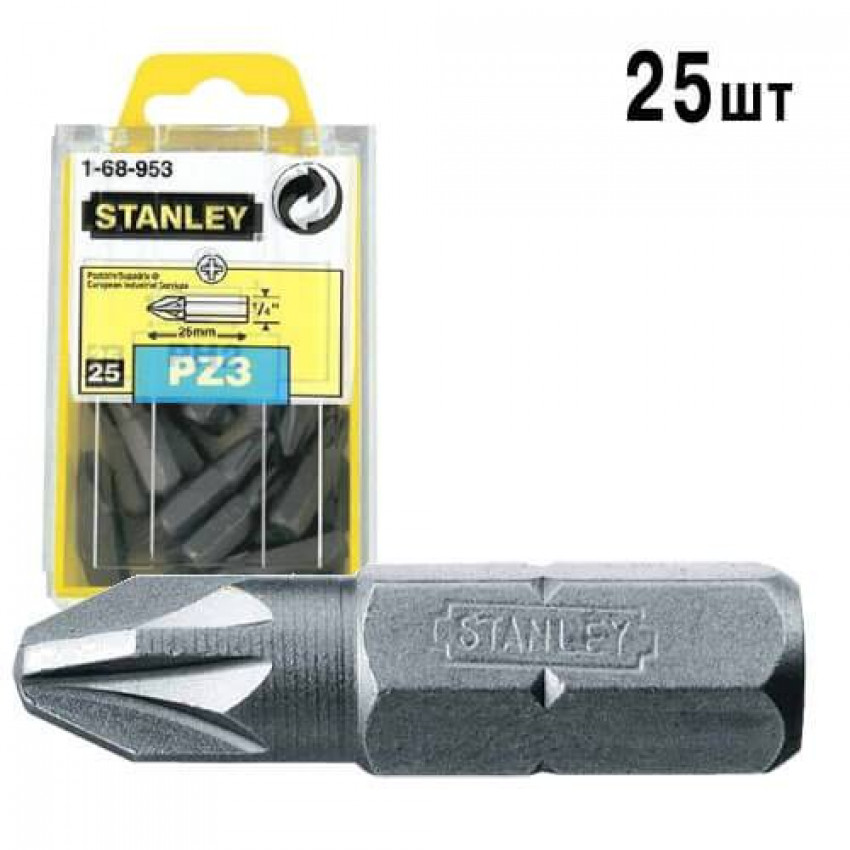 Біта з шестигранним хвостовиком 1/4” під шліц Pz3 завдовжки 25 мм. STANLEY 1-68-953-1-68-953